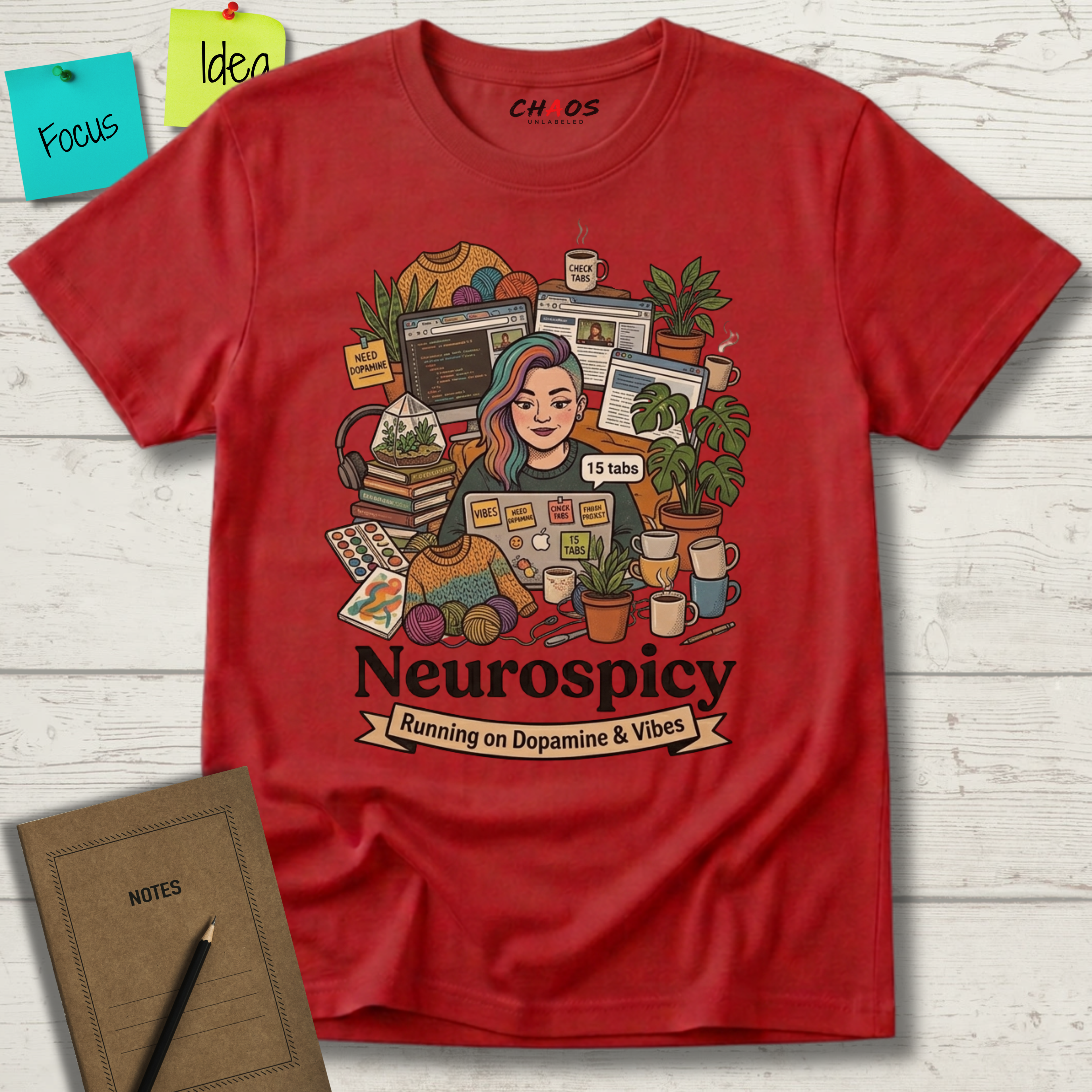 Neurospicy Running on Dopamine and Vibes T-Shirt