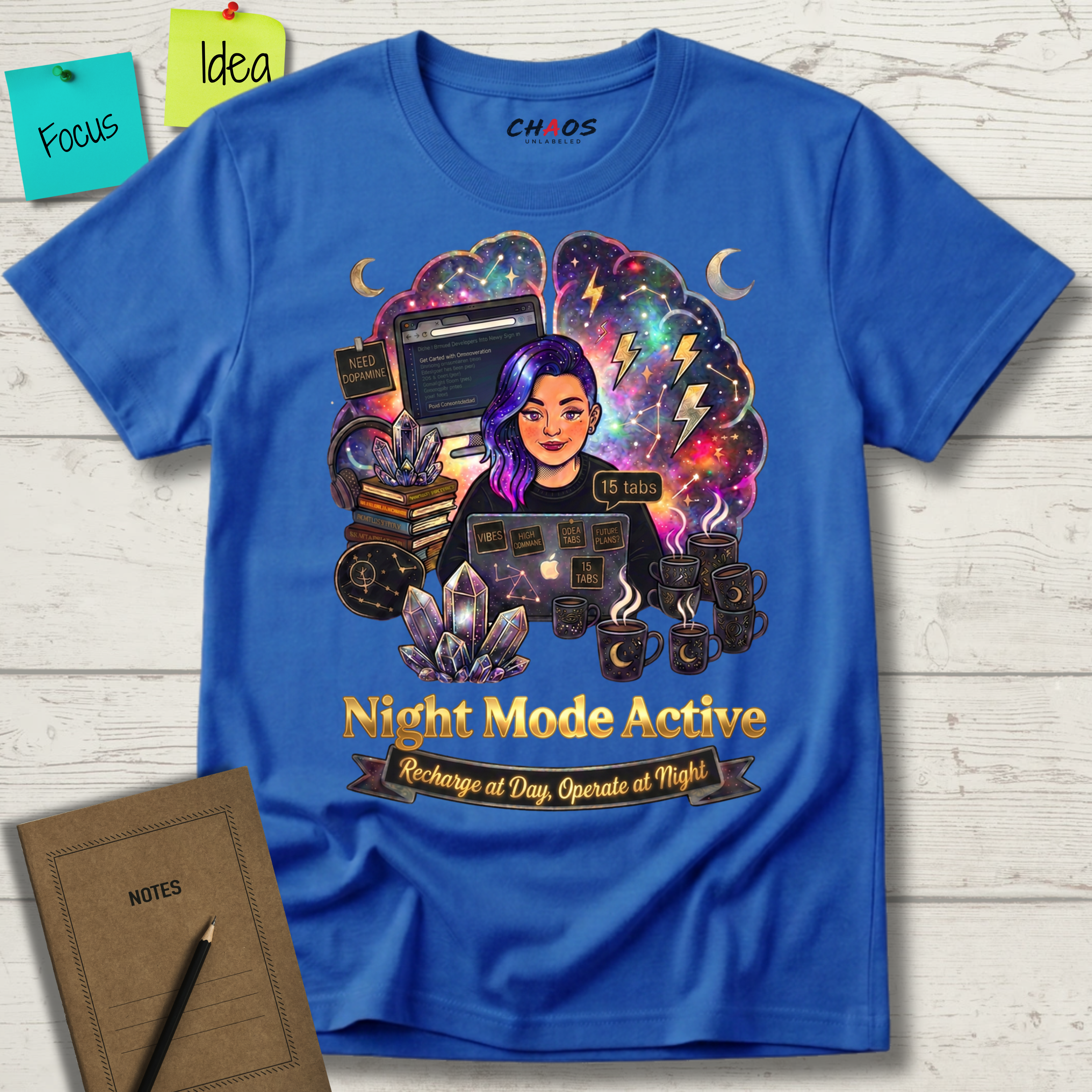 Night Mode Active. Recharge at Day, Operate at Night T-Shirt