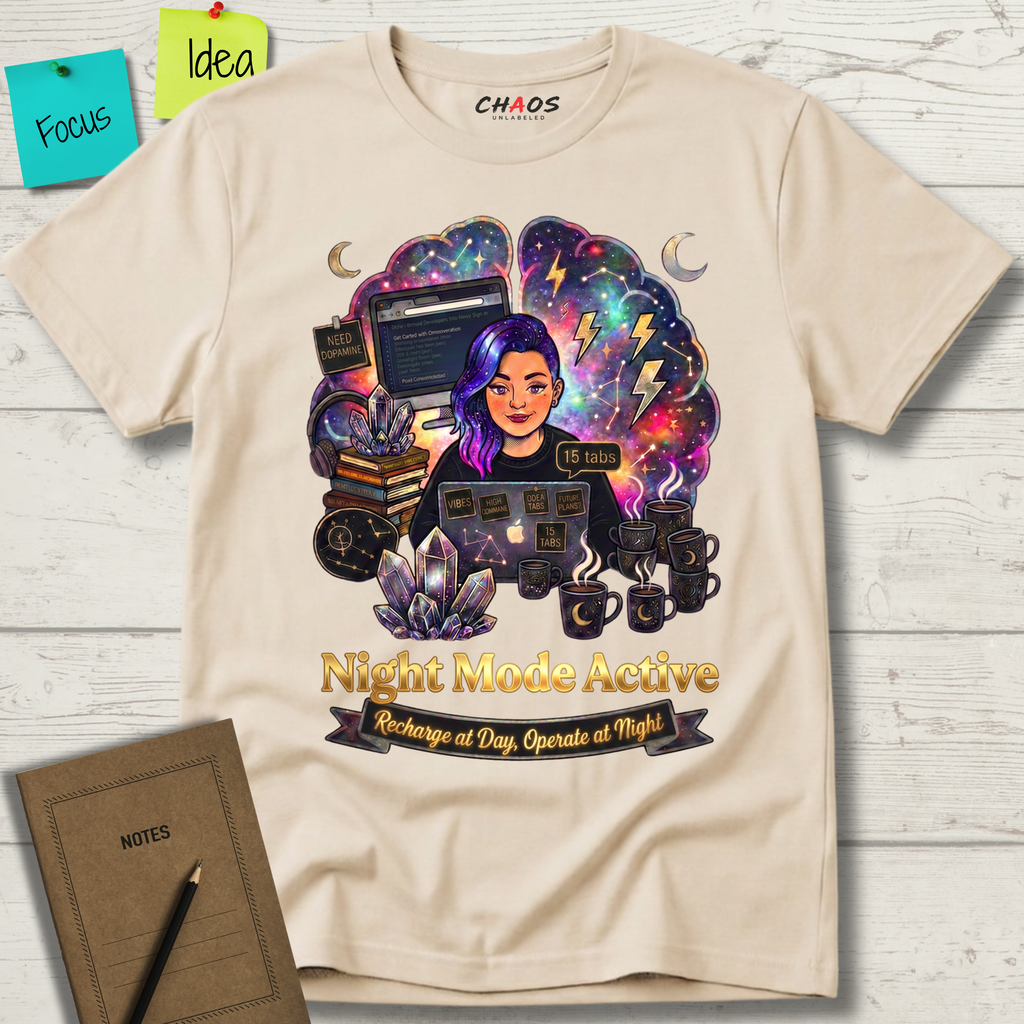 Night Mode Active. Recharge at Day, Operate at Night T-Shirt