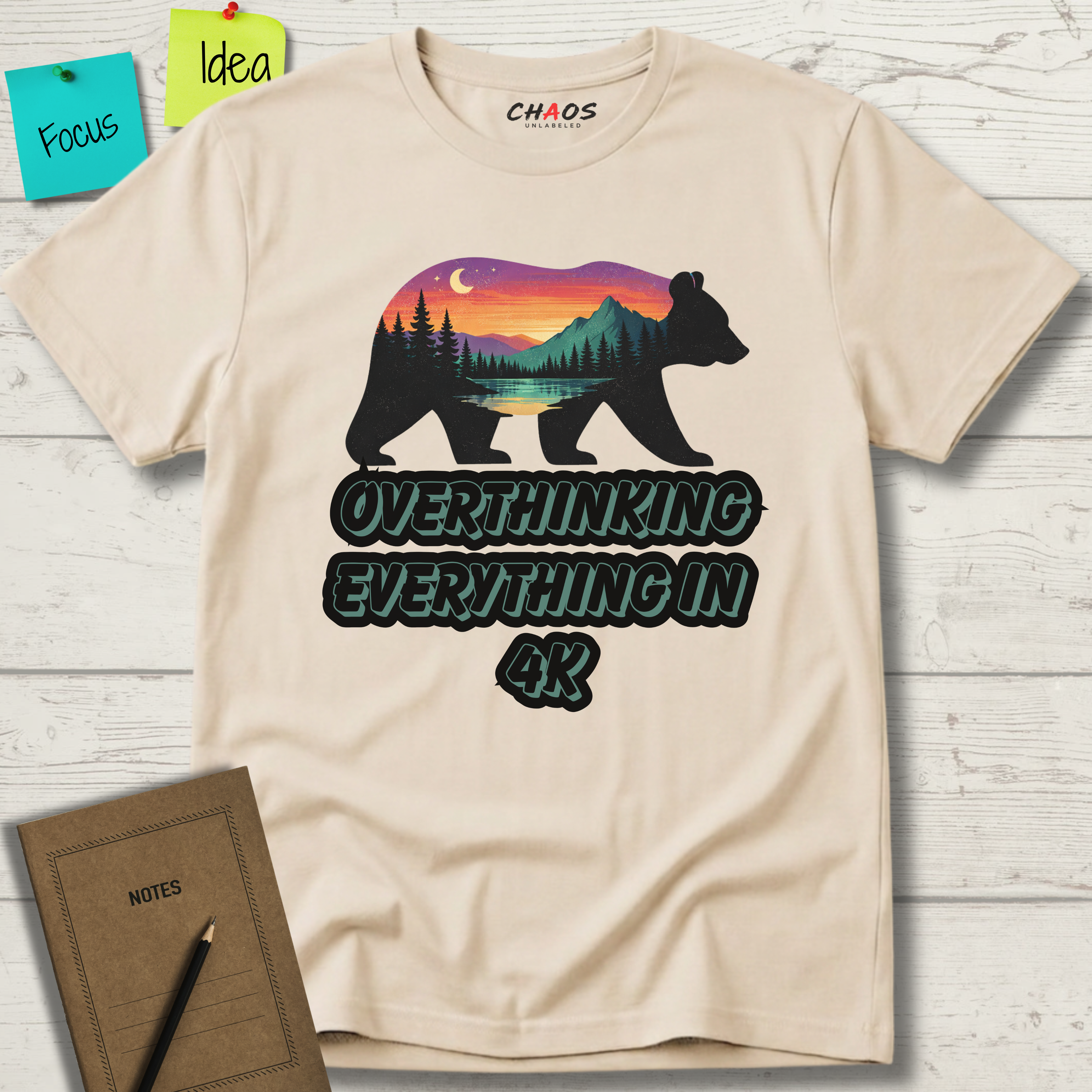 OVERTHINKING EVERYTHING IN 4K BEAR T-SHIRT
