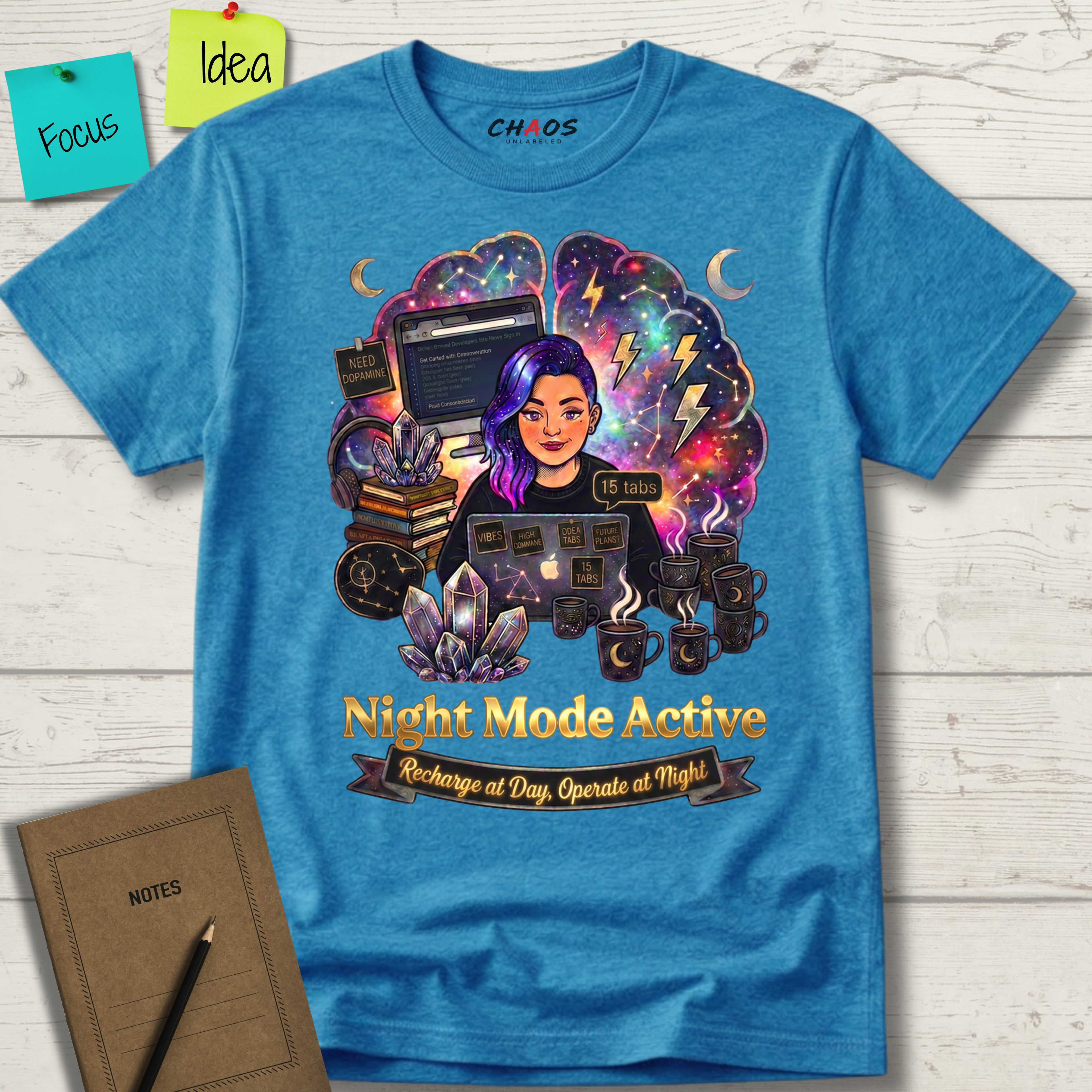 Night Mode Active. Recharge at Day, Operate at Night T-Shirt