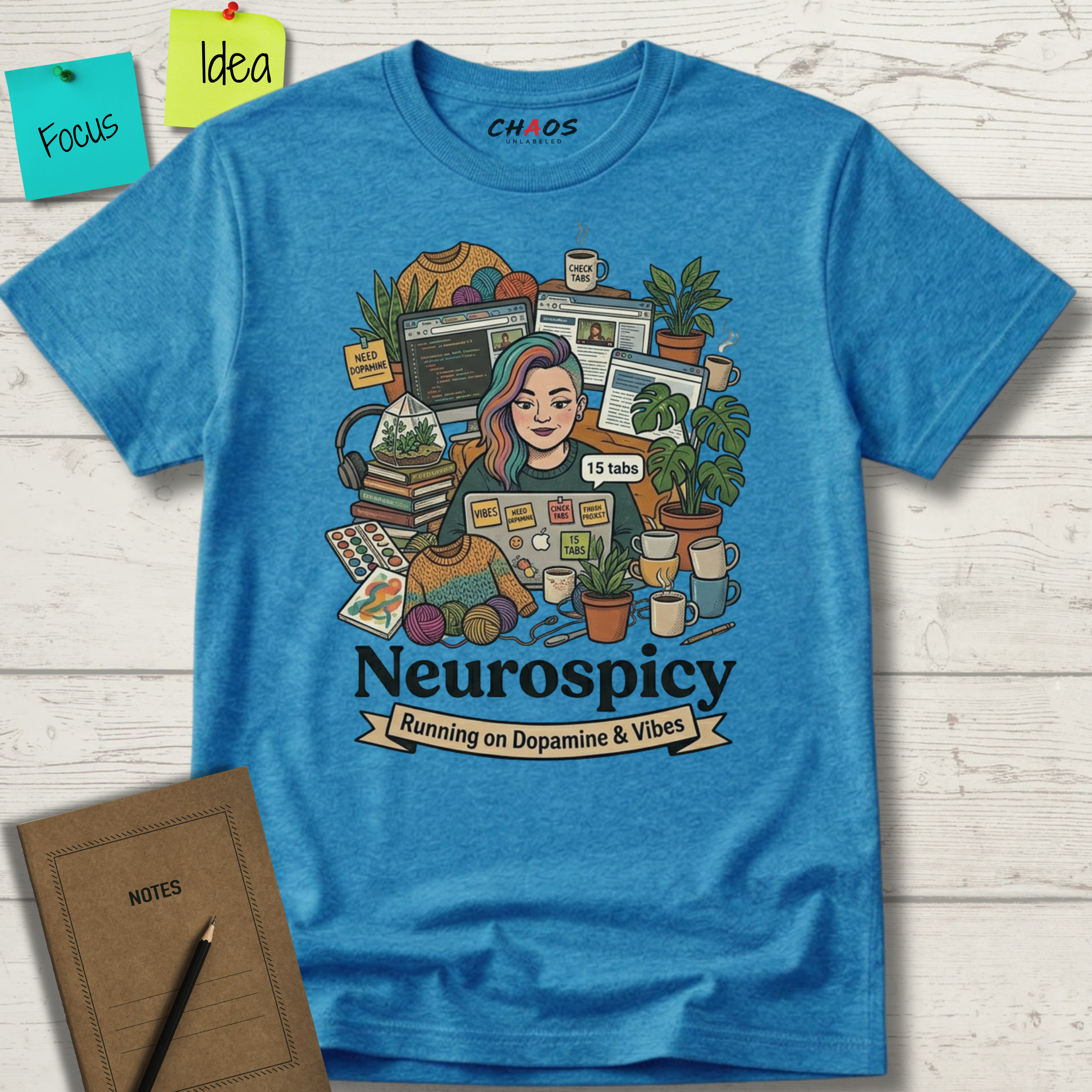 Neurospicy Running on Dopamine and Vibes T-Shirt