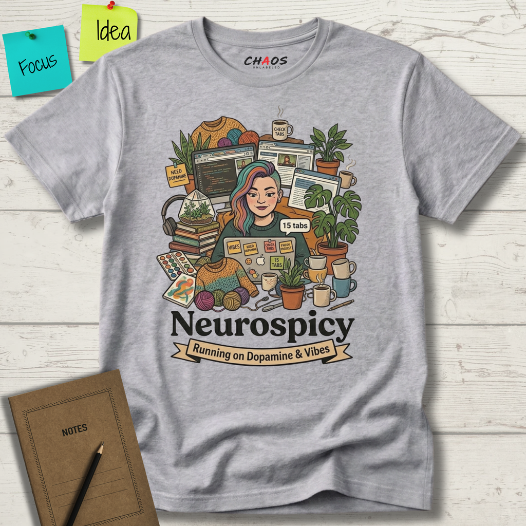 Neurospicy Running on Dopamine and Vibes T-Shirt