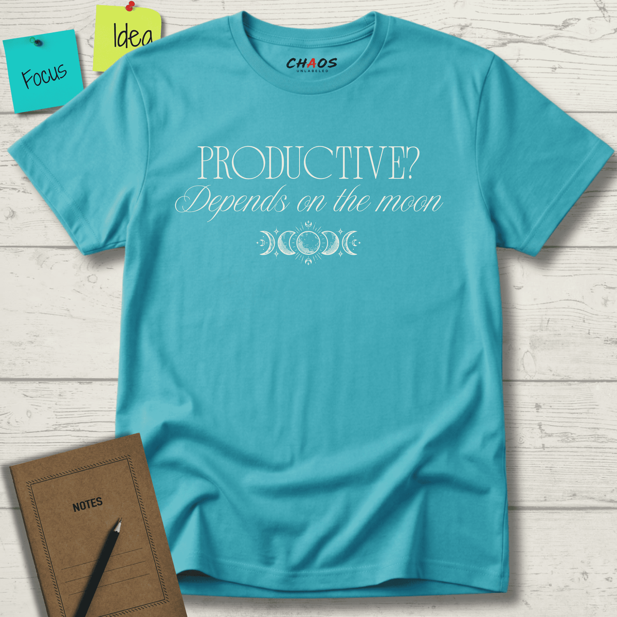 PRODUCTIVE DEPENDS ON THE MOON T-SHIRT