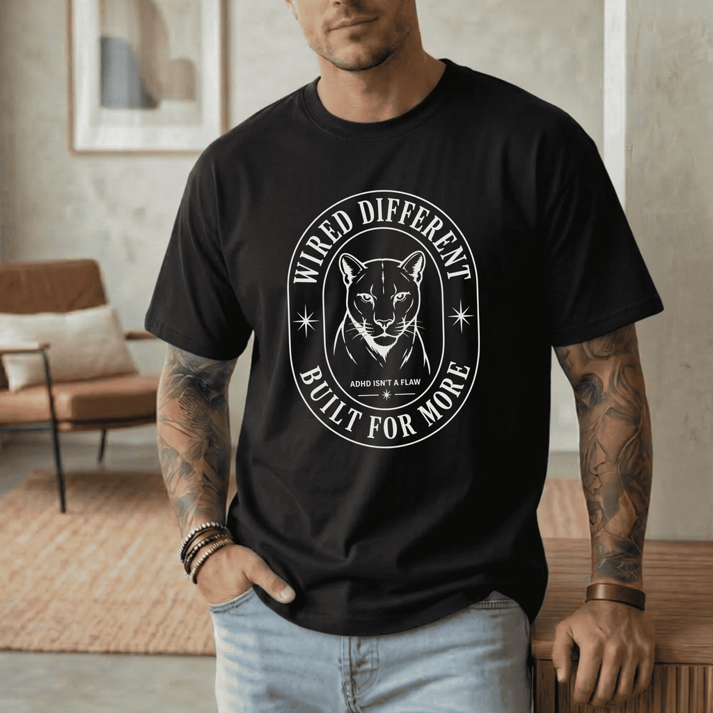 WIRED DIFFERENT BUILT FOR MORE ADHD ISN'T A FLAW T-SHIRT
