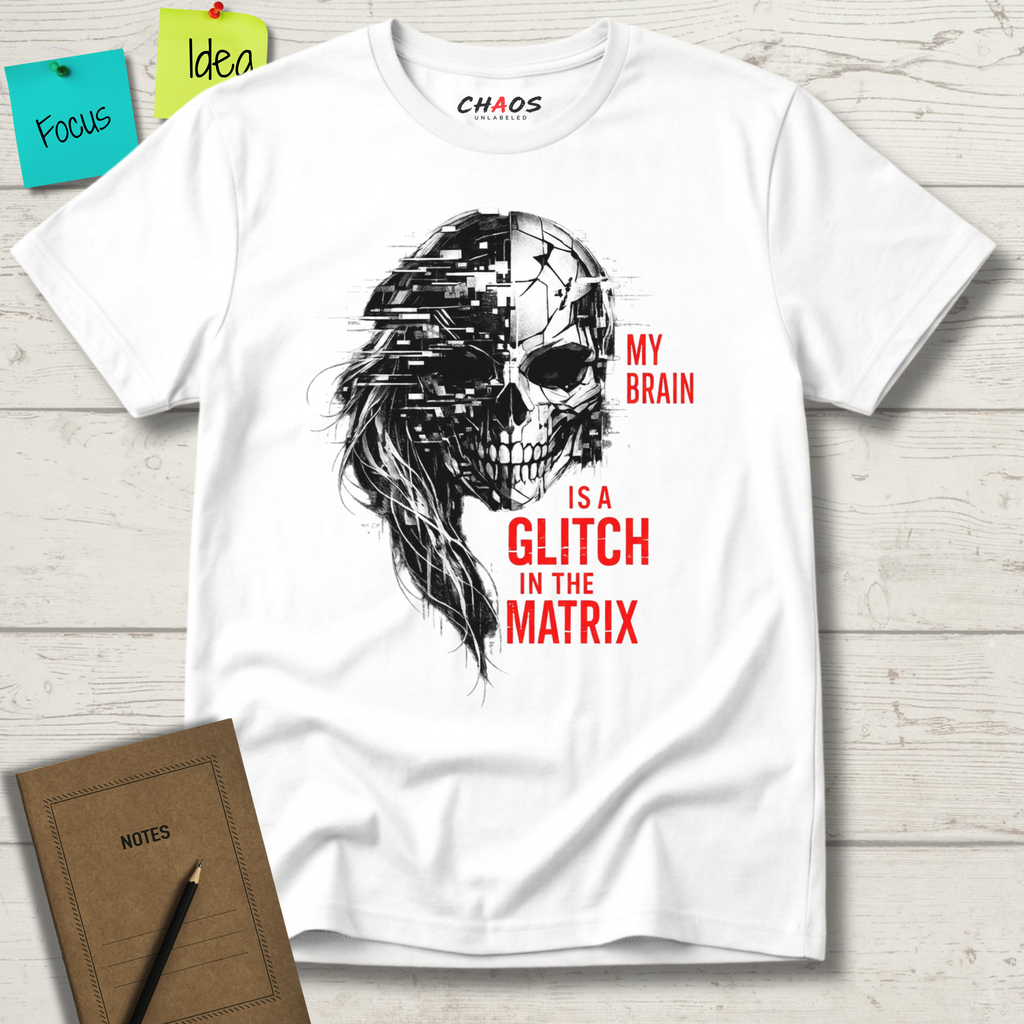 MY BRAIN IS A GLITCH APP IN THE MATRIX T-SHIRT
