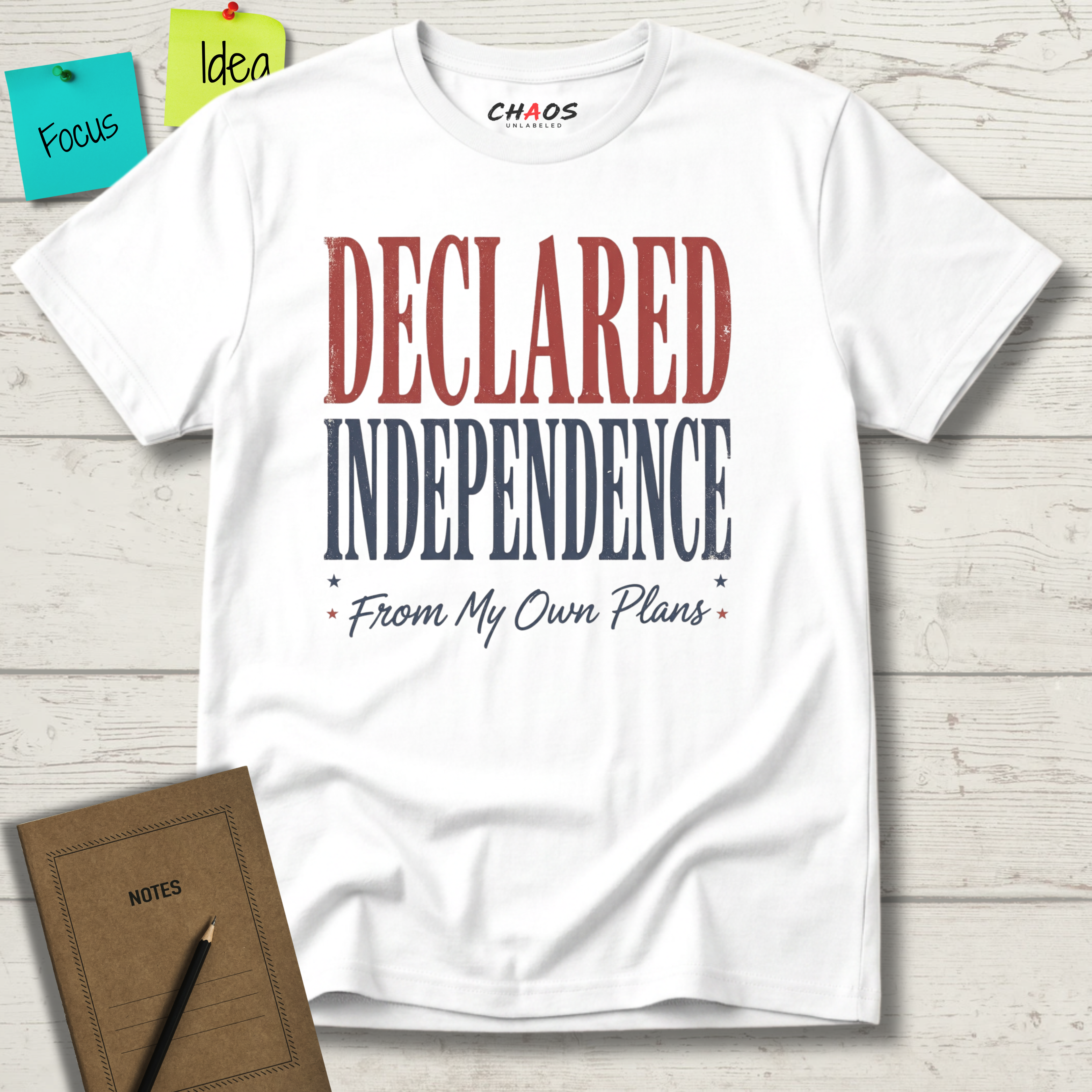 DECLARED INDEPENDENCE FROM MY OWN PLANS T-SHIRT