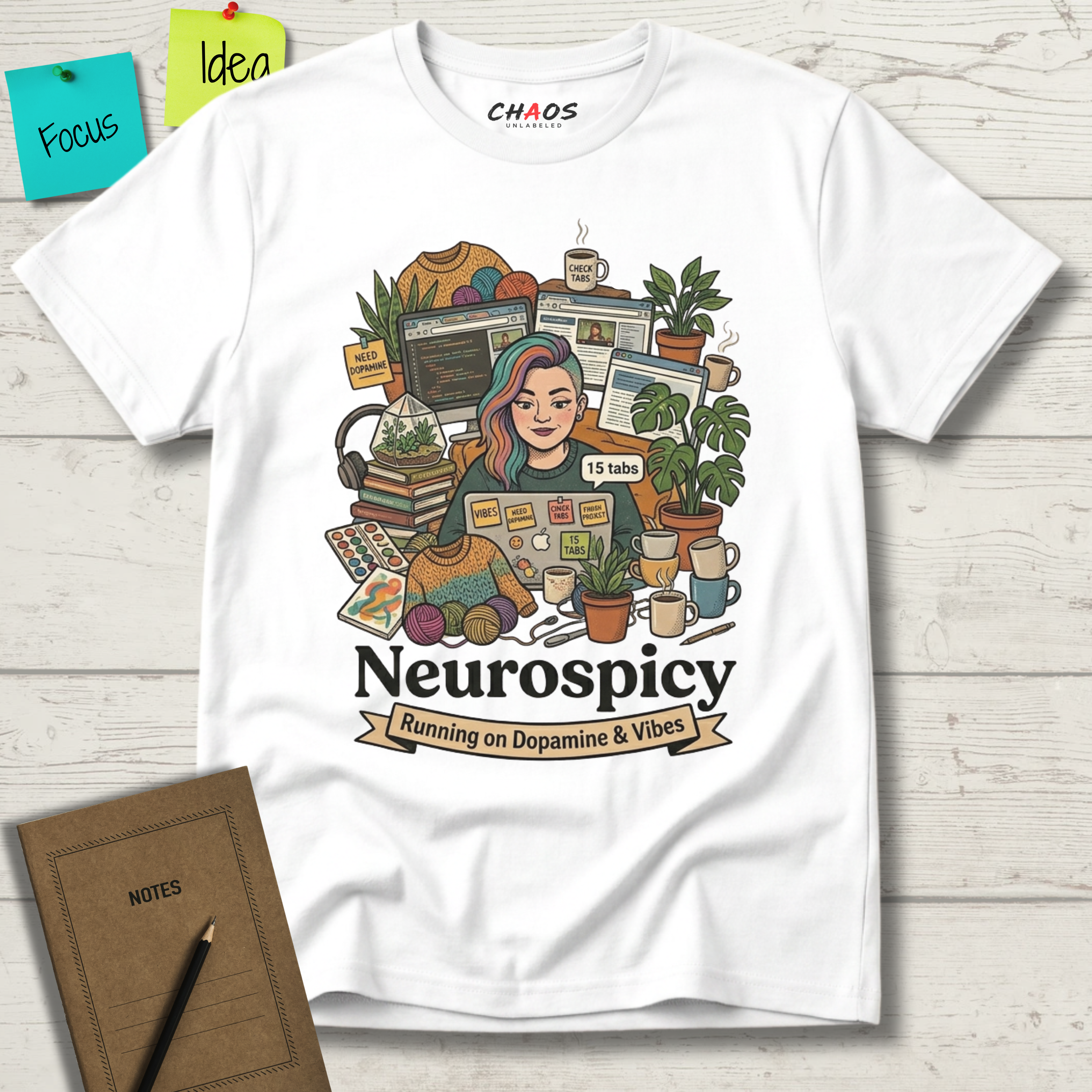 Neurospicy Running on Dopamine and Vibes T-Shirt