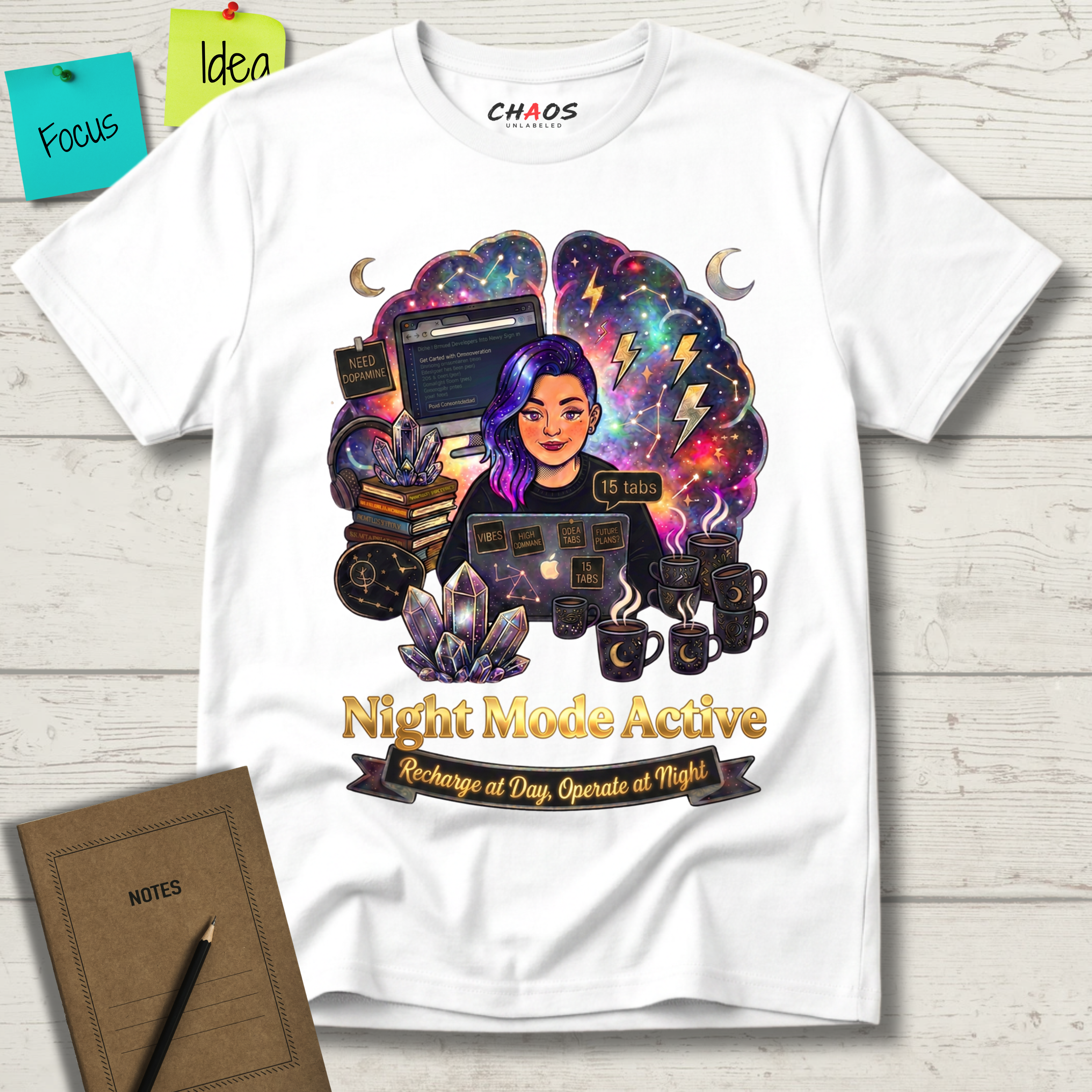 Night Mode Active. Recharge at Day, Operate at Night T-Shirt
