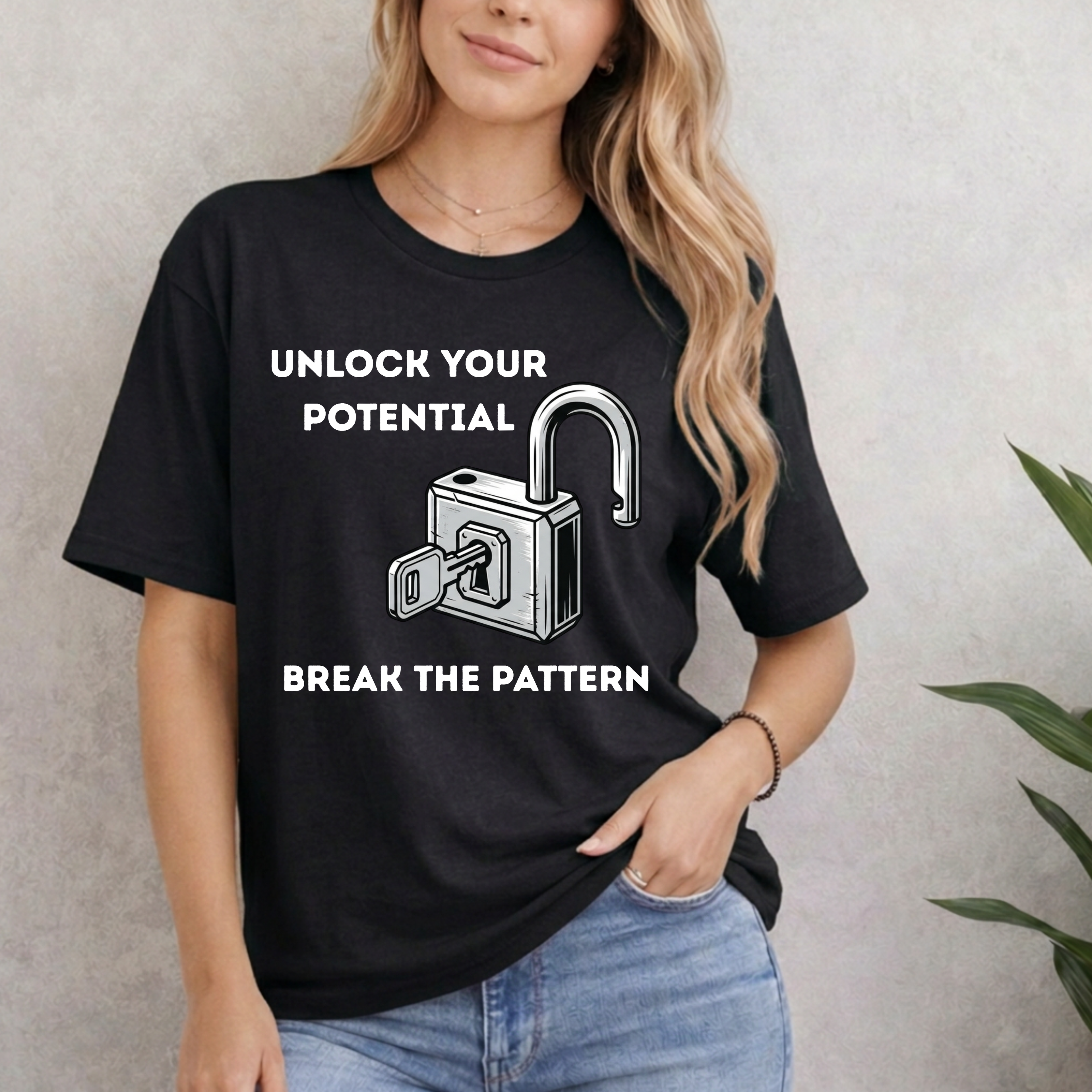 UNLOCK YOUR POTENTIAL. BREAK THE PATTERN T-SHIRT