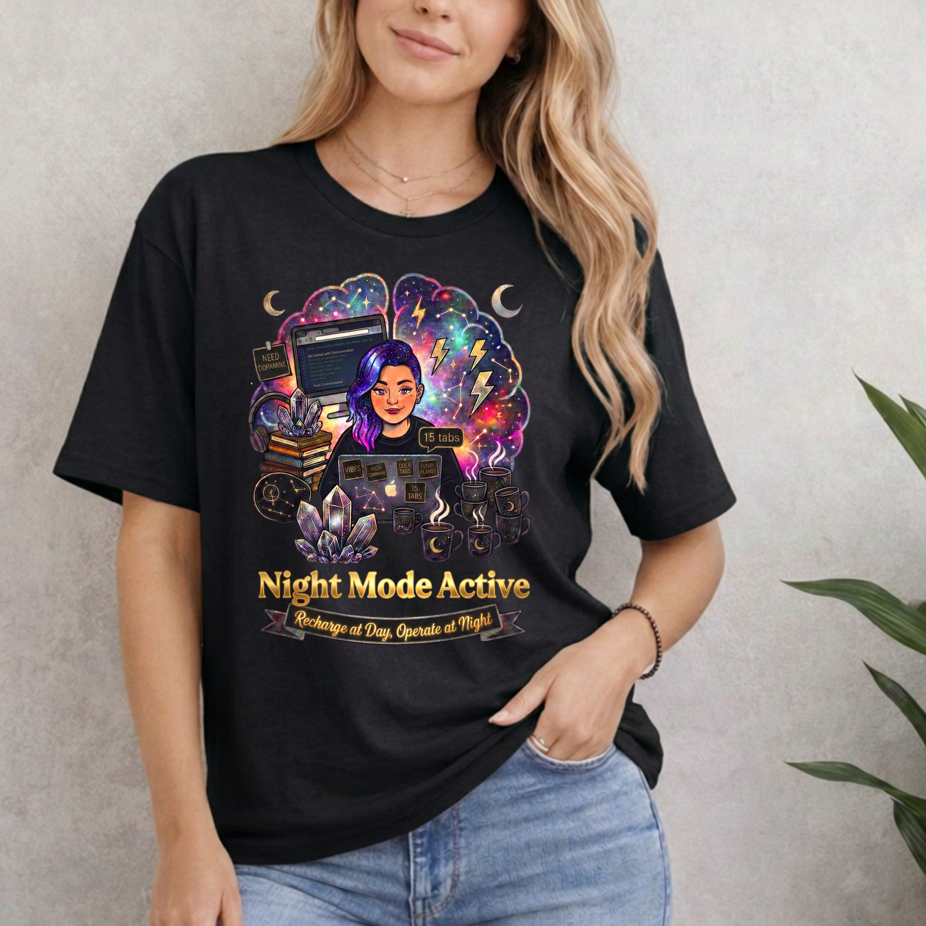 Night Mode Active. Recharge at Day, Operate at Night T-Shirt